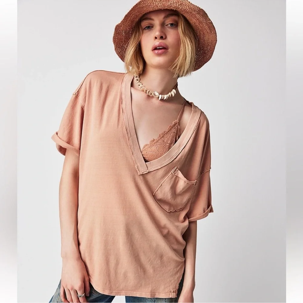 Free People We The Free | Keep Me V-Neck Tee | Small